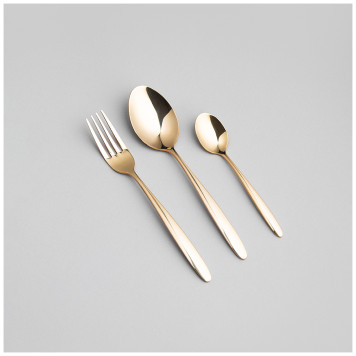 Набор столовых приборов FIORE 12 пр., пвд покрытие, цвет: шампань, сталь 18/0 AGNESS 1000-003