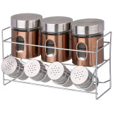 Набор банок для сыпучих продуктов и баночек для специй на метал. подставке AGNESS 172-142