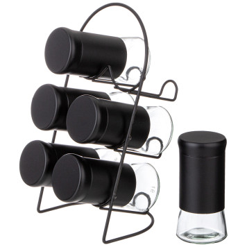 Набор баночек для специй из 6 шт. на метал. подставке AGNESS 172-144