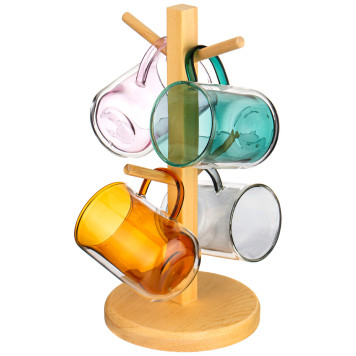 Набор из 4-х кружек "DOUBLE-WALL" 250 мл. диа=7,5 см. в=10,5 см. на подставке (кор=4наб.) AGNESS 249-200-1