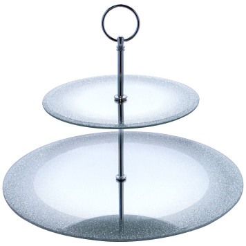 Блюдо сервировочное 2-х ярусное "SILVER MIRROR" 19/30 см AGNESS 357-253-1-1