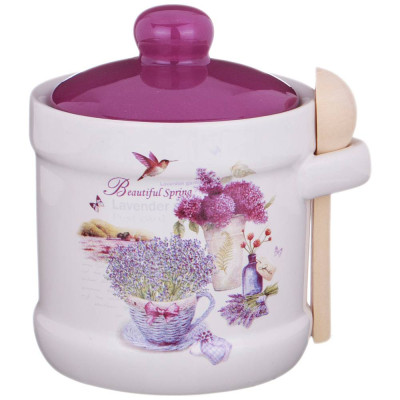 Сахарница с ложкой "ЛАВАНДОВАЯ ВЕСНА" 10*9,5 см 300 мл (кор=36шт.) AGNESS 358-1109