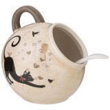 Солонка с ложкой "ПАРИЖСКИЕ КОТЫ" 9,5*10 см 170 мл (кор=48шт.) AGNESS 358-1748