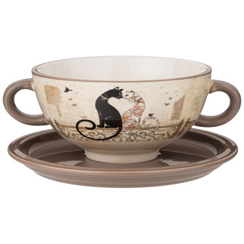 Бульонница с блюдцем "ПАРИЖСКИЕ КОТЫ" 19*14*7 см 550 мл (кор=18шт.) AGNESS 358-1750