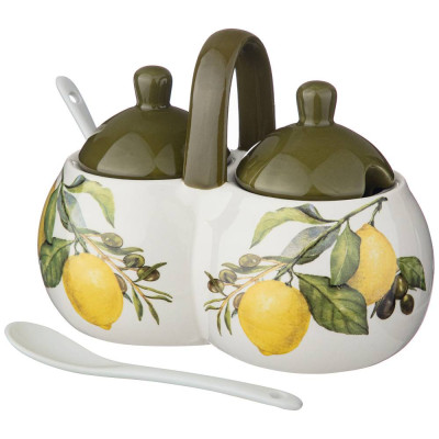 Банка 2 секции "ЛЕМОН ТРИ" 17*10*13 см / 2х320 мл (кор=24шт.) AGNESS 358-1788-1