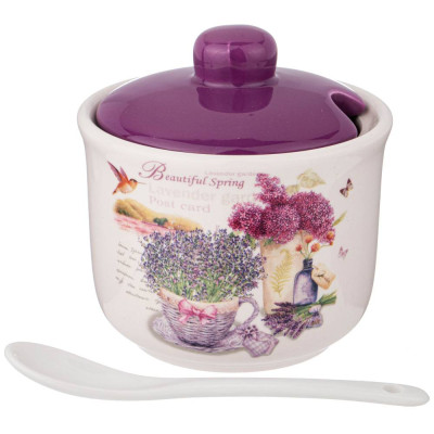 Сахарница с ложкой "ЛАВАНДОВАЯ ВЕСНА" 10*9,5 см 300 мл (кор=32шт.) AGNESS 358-1827-1