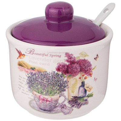 Сахарница с ложкой "ЛАВАНДОВАЯ ВЕСНА" 10*9,5 см 300 мл (кор=32шт.) AGNESS 358-1827