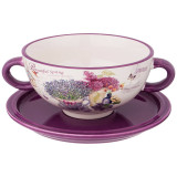 Бульонница с блюдцем "ЛАВАНДОВАЯ ВЕСНА" 19*14*7 см 550 мл (кор=18шт.) AGNESS 358-1831