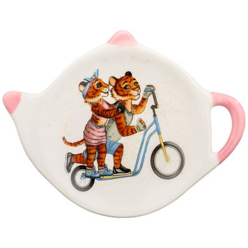 Подставка под чайные пакетики "ТИГРИНЫЕ ИСТОРИИ" 12*8,5*1,5 см (кор=144шт.) AGNESS 358-1914