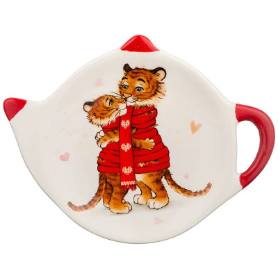 Подставка под чайные пакетики "ТИГРИНЫЕ ИСТОРИИ" 12*8,5*1,5 см (кор=144шт.) AGNESS 358-1916