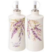 Набор для масла/уксуса "ДУША ПРОВАНСА" 2пр. 6,5*6,5 см. высота=14,5 см. / 300 мл. (кор=32наб.) AGNESS 358-2045