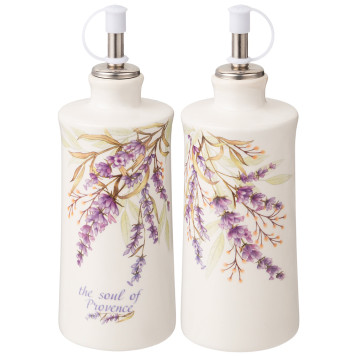 Набор для масла/уксуса "ДУША ПРОВАНСА" 2пр. 6,5*6,5 см. высота=14,5 см. / 300 мл. (кор=32наб.) AGNESS 358-2045