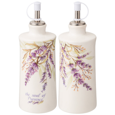 Набор для масла/уксуса "ДУША ПРОВАНСА" 2пр. 6,5*6,5 см. высота=14,5 см. / 300 мл. (кор=32наб.) AGNESS 358-2045