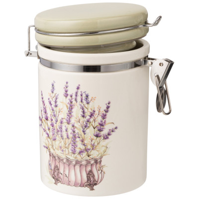 Емкость для сыпучих продуктов "ДУША ПРОВАНСА" 9,5*9,5 см. высота=15 см / 600 мл (кор=36шт.) AGNESS 358-2051-1