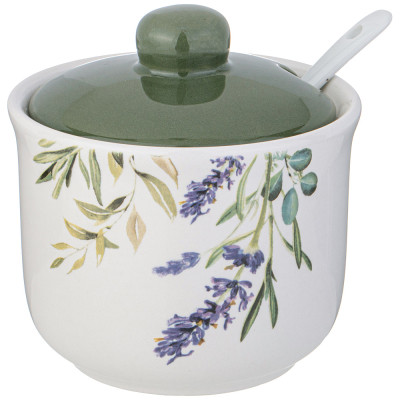 Сахарница с ложкой "ЛАВАНДА" 10*9,5 см 300 мл (кор=36шт.) AGNESS 358-2161