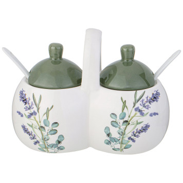 Банка 2 секции "ЛАВАНДА" 17*10*13 см. / 2х320 мл (кор=24шт.) AGNESS 358-2166