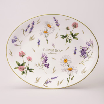 Блюдо овальное "FLOWER STORY" 31,5*25,5*3 см (кор=12шт.) AGNESS 358-2170