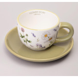 Чайная пара "FLOWER STORY" 15*7 см 220 мл (кор=36наб.) AGNESS 358-2178