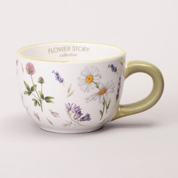 Чайная пара "FLOWER STORY" 15*7 см 220 мл (кор=36наб.) AGNESS 358-2178-1