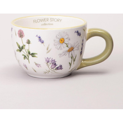 Чайная пара "FLOWER STORY" 15*7 см 220 мл (кор=36наб.) AGNESS 358-2178-1