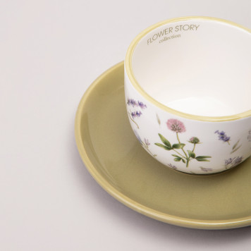 Чайная пара "FLOWER STORY" 15*7 см 220 мл (кор=36наб.) AGNESS 358-2178-4