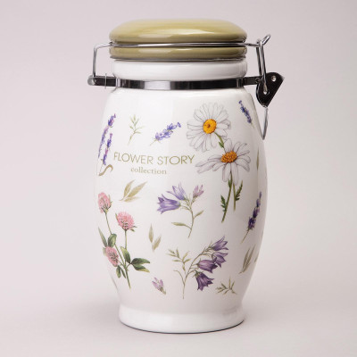 Банка "FLOWER STORY" 11,5*20 см 1100 мл (кор=18шт.) AGNESS 358-2180
