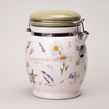 Банка "FLOWER STORY" 11,5*15 см 750 мл (кор=24шт.) AGNESS 358-2181-1