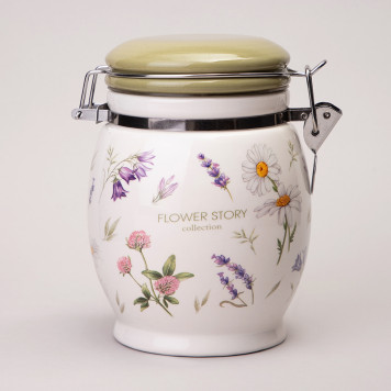 Банка "FLOWER STORY" 11,5*15 см 750 мл (кор=24шт.) AGNESS 358-2181
