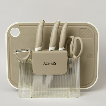 Набор кухонных предметов 7шт цвет серый AGNESS 671-030