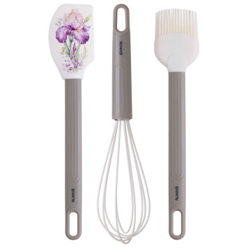 Набор: венчик, лопатка, кисточка , 3 предмета, серия "IRISES" AGNESS 671-031