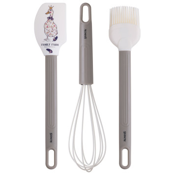 Набор: венчик, лопатка, кисточка , 3 предмета, серия "FAMILY FARM" AGNESS 671-032