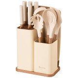 Набор из 12пр: 5 ножей, доска, подставка, половник, ложка, лопатка, шумовка, ложка для спагетти AGNESS 671-200