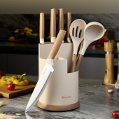 Набор из 9пр: 5 ножей, половник, лопатка и шумовка, вращающаяся подставка AGNESS 671-204