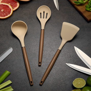 Набор из 9пр: 5 ножей, половник, лопатка и шумовка, вращающаяся подставка AGNESS 671-204-2