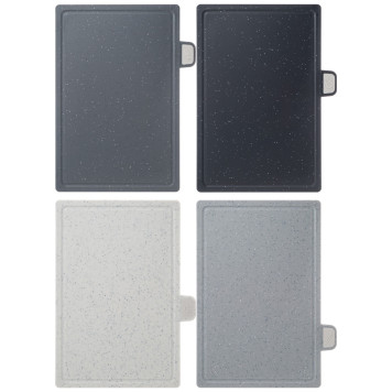 Набор из 4 досок на подставке, цвет: серый AGNESS 671-207-1