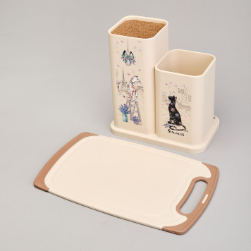 Набор из подставки и доски, серия "LAVENDER CATS" AGNESS 671-210-2