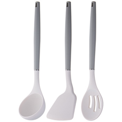 Набор из 9пр: 5 ножей, половник, лопатка и шумовка, вращающаяся подставка, цвет: серый AGNESS 671-211-4