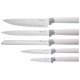 Набор из 10пр: 5 ножей, 4 доски и подставка, цвет: бело-серый AGNESS 671-212