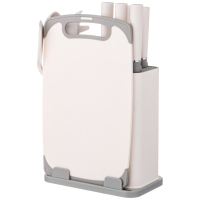 Набор из 12пр: 5 ножей, доска, подставка, половник, ложка, лопатка, шумовка, ложка для спагетти AGNESS 671-213-2