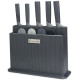 Набор из 10пр: 5 ножей, 4 доски и подставка, цвет: черно-серый AGNESS 671-215