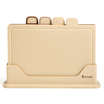 Набор из 4 досок на подставке, цвет: бежевый AGNESS 671-216-1