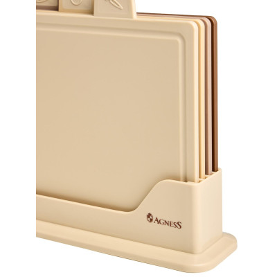 Набор из 4 досок на подставке, цвет: бежевый AGNESS 671-216-2