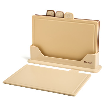 Набор из 4 досок на подставке, цвет: бежевый AGNESS 671-216-4