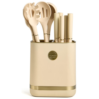 Набор из 11пр: 5 ножей, подставка, половник, ложка, лопатка, шумовка, ложка для спагетти AGNESS 671-220-2