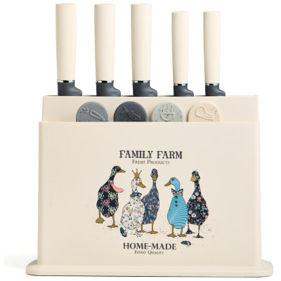 Набор из 10пр: 5 ножей, 4 доски и подставка, серия "FAMILY FARM" AGNESS 671-223-2