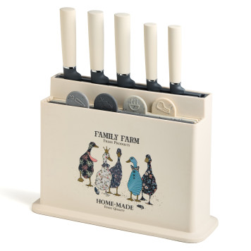 Набор из 10пр: 5 ножей, 4 доски и подставка, серия "FAMILY FARM" AGNESS 671-223