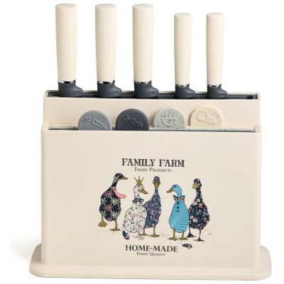Набор из 10пр: 5 ножей, 4 доски и подставка, серия "FAMILY FARM" AGNESS 671-223-3