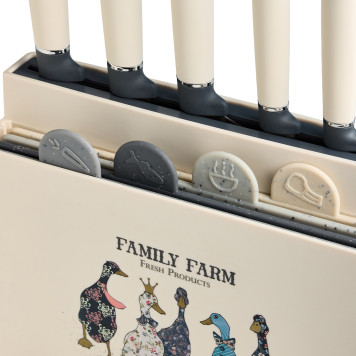 Набор из 10пр: 5 ножей, 4 доски и подставка, серия "FAMILY FARM" AGNESS 671-223-4