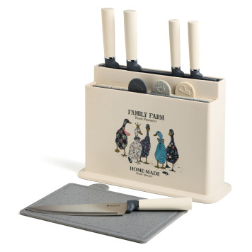 Набор из 10пр: 5 ножей, 4 доски и подставка, серия "FAMILY FARM" AGNESS 671-223-5