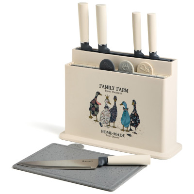 Набор из 10пр: 5 ножей, 4 доски и подставка, серия "FAMILY FARM" AGNESS 671-223-5